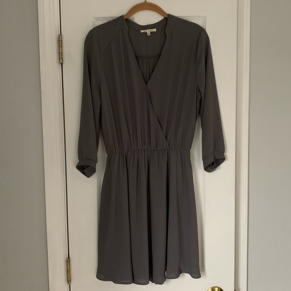 Gray v-neck dress